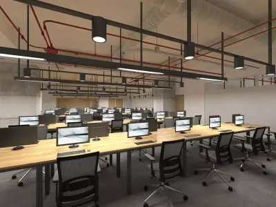 OFFICE with desks and chairs 3D model