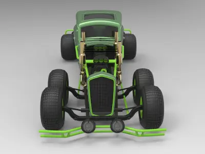 Hot rod six-wheeled 3D model
