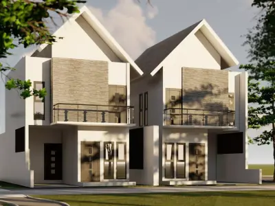 minimalis house 6x13 m 3D model
