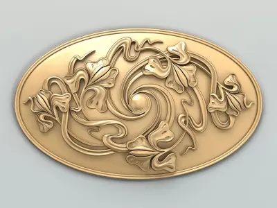 Round rosette 045 Art Nouveau 3D model