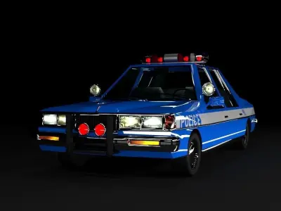 Police car in cartoon style Low-poly 3D model