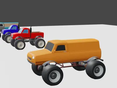 Stylish Monster Truck Pack Low-poly 3D model