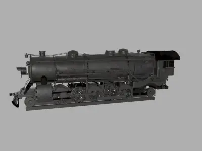 Locomotive Steam Engine Low-poly 3D model