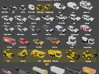 CITY CARS PACK  Low-poly 3D model