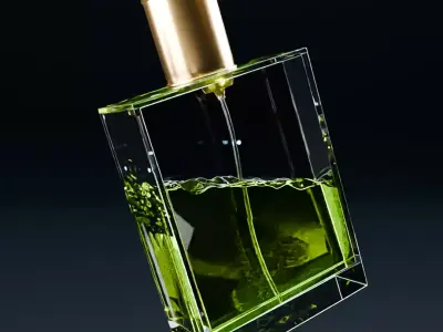 Luxury bottle light green 3D model for advertising 3D model