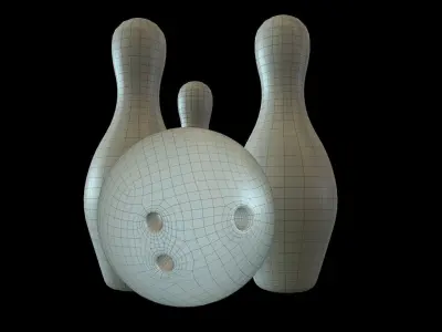 Bowling ball and pins Low-poly 3D model