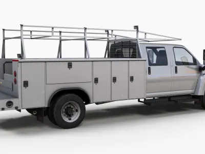 Crewcab service truck Low-poly 3D model