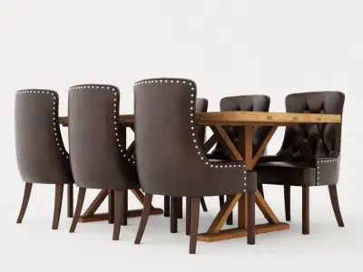 Lyon Extendable Food Group200 Cm With 6 Tuva Chair Nat Low-poly 3D model