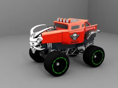 Skull Monster Truck Low-poly 3D model