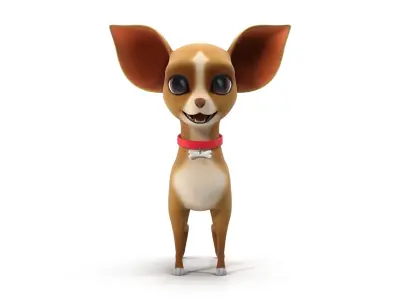 Cartoon dog chihuahua Low-poly 3D model