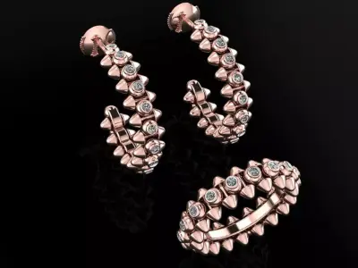 Ring and Earrings 55 3D print model