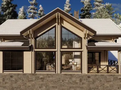 3D model of a wooden house 3D model 7