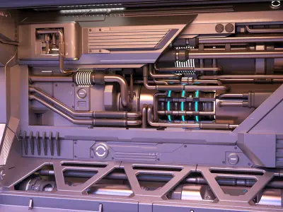 Sci-Fi Modular Corridor 2 Engine section  3D model