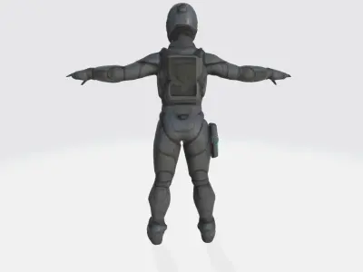 Female soldier Low-poly 3D model 4