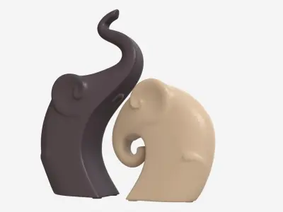 Decorative Ceramic Elephants Set 3D model