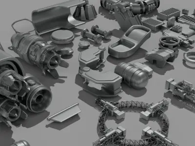 Spaceship Parts Kitbash Pack 3D model