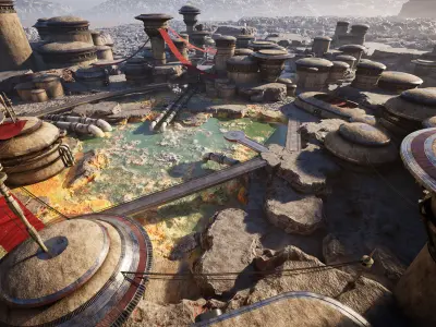 Science Fiction Geothermal City Unreal Engine Low-poly 3D model