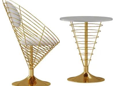  White Metal Dining Chair Velvet Upholstered Balloon Chair 3D model