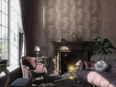 Neoclassical Acanthus Panel Wallpaper Texture  Texture