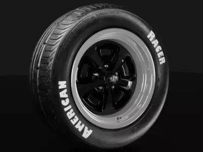 American Standard alloy wheel with Amarican standard sport tire 3D model