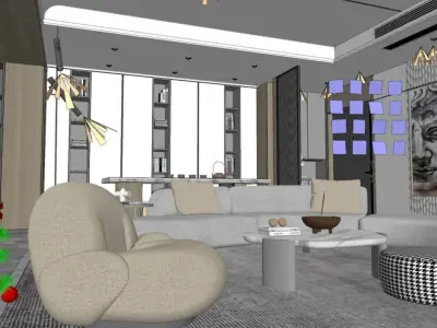 Modern Elegance Luxe Waterfront Living SketchUp model  Low-poly 3D model