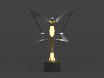 Gold Trophy Cups 3D model 12