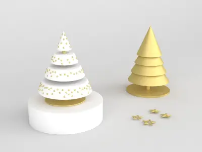 Christmas Trees With Stars 3D model