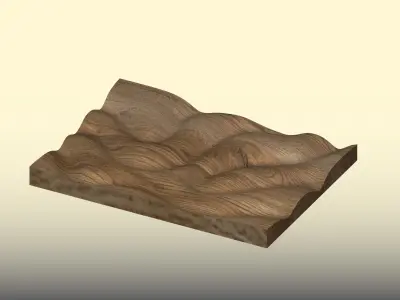 3D Wavy Wooden Panel STL Digital CNC  for Wall Furniture Decor  3D print model