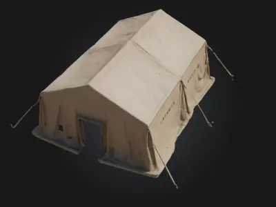 Canvas Shelter  Lightweight Cover for Field Camps and Survival  3D model