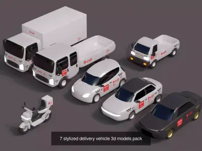 Stylized delivery vehicle 3d models pack