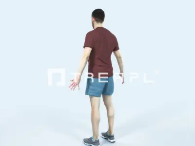 Portrait 09F Animated Rigged Sports Man Low-poly 3D model