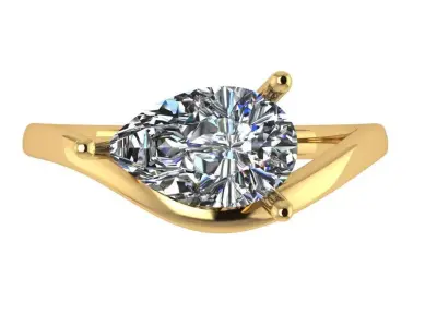 floating ring wave solitaire with pears shape center  3D print model