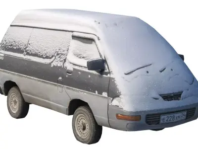 Old Toyota Town Ace under the snow Low-poly 3D model