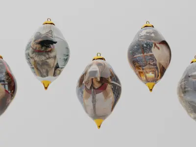 Christmas Pet-dogs-set1 3D model 3D model