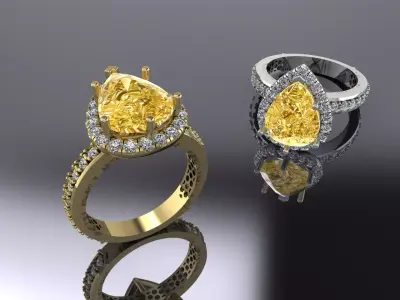 Jewelry Ring Gold Pear 3D print model