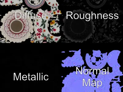 Floral Decorative Jar Model Pack Low-poly 3D model