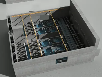 Sewage treatment plant facilities 3D model