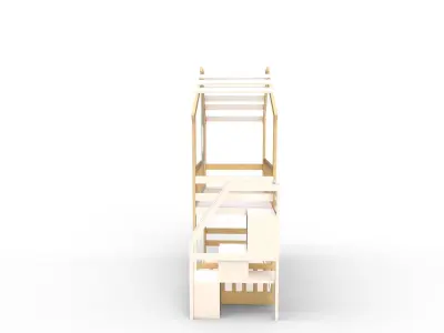 Twin Bunk Bed White House 3D model