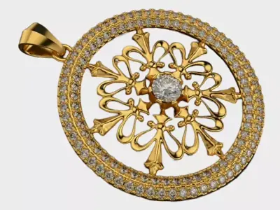 fleur-de-lis pendant with gems  3D print model