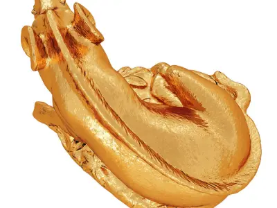 Gold Boar Figurine 3D model