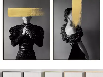 Plaster Two Photo Frame 219 Low-poly 3D model