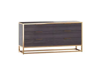 Oxford Black 6-Drawer Dresser 3D model