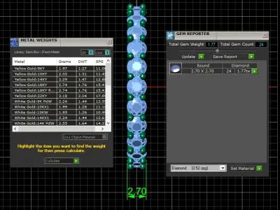 U Shaped Eternity Ring 2 point 7 mm stone size swiss 16 and EU56 3D print model
