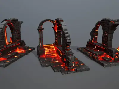 Ruin Stairs Low-poly 3D model