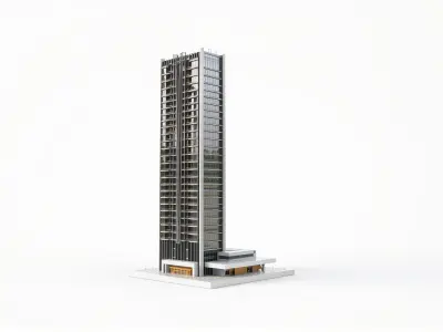 Futuristic Skyscraper Architectural Model Low-poly 3D model