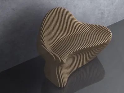 Parametric Wavy Wooden Furniture 09 - CNC files for cutting 3D model