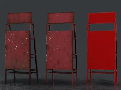 Motor Oil Stand Shelf Rack only - 3 Variants  New-Old-Aged Low-poly 3D model