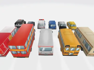 Full Car Pack Low-poly 3D model