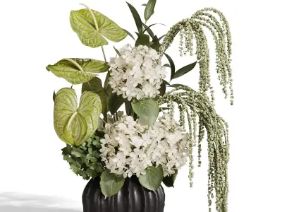 Ivory Hydrangea in a Calm Floral Scene 3D model