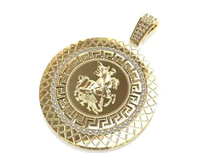 3D Round Relief Pendant with Center Gemstone STL Model for 3D print model